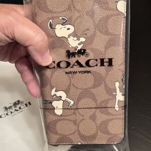 Coach X Peanuts Long Zip Around Wallet In Signature Canvas With Snoopy Print
